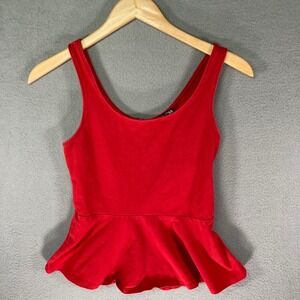 Express Red Peplum Tank Top Sleeveless Full Zip Back‎ Casual Party Women's Small